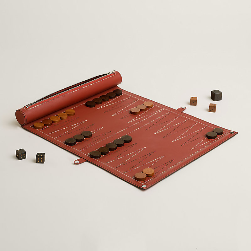 Paris-Louxor foldable backgammon game - Red | Hermès USA